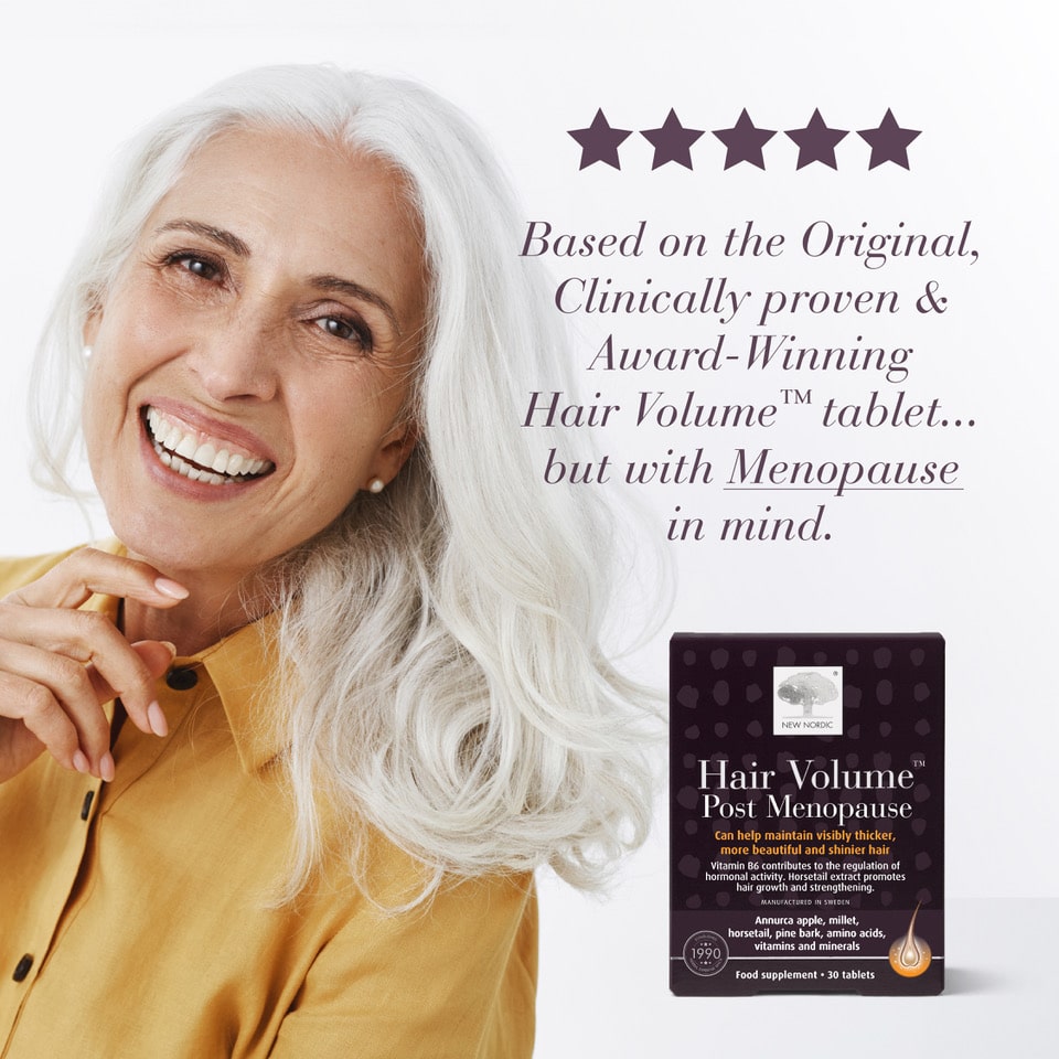 A product designed with Menopause in mind. Hair Volume™ Post Menopause